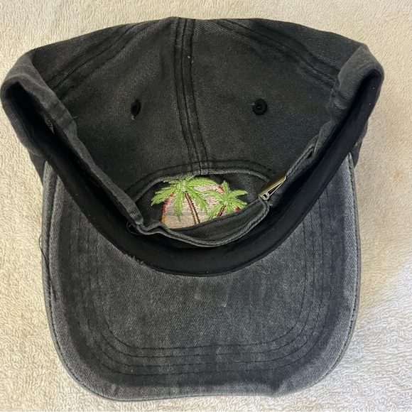 Dark Adjustable Grey Ball Cotton Cap with Palm Tree Beach Embroidery - Picture 3 of 14